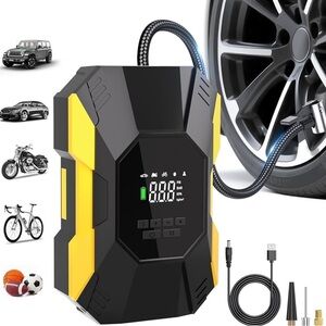 Portable Black and Yellow Tire Inflator